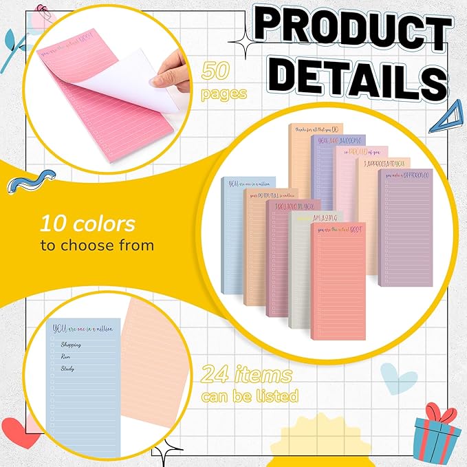 Censen 10 Pack 500 Sheets to Do List Notes Daily Checklist Notepads with 50 Sheets Undated Memo Pad Color Block Shopping List Pad Weekly Plan Notepad Organizer Planners(Morandi, Motivation Language)