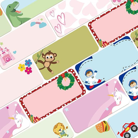 Daycare Name Labels for Kids, 360pcs Waterproof & Removable Name Stickers for Water Bottles, Lunch Boxes and School Daycare Name Tag (Unicorn)