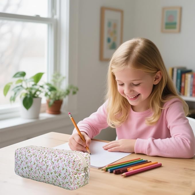 Carry bloom Pencil Pouch Cute Pencil Case for Girls Aesthetic Pencil Bag with Zipper Pen Cases School Supplies Makeup Bag