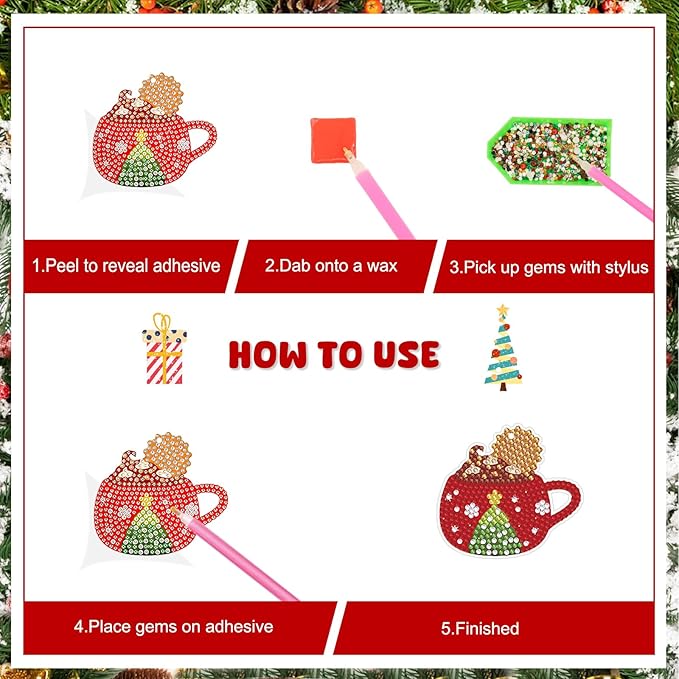 Nardoll 12 Pieces Christmas Diamond Art Keychains Kits - Christmas Crafts for Adults - Arts and Crafts for Boys Girls - Make Your Own Diamond Ornaments Painting Gift for Family Decor