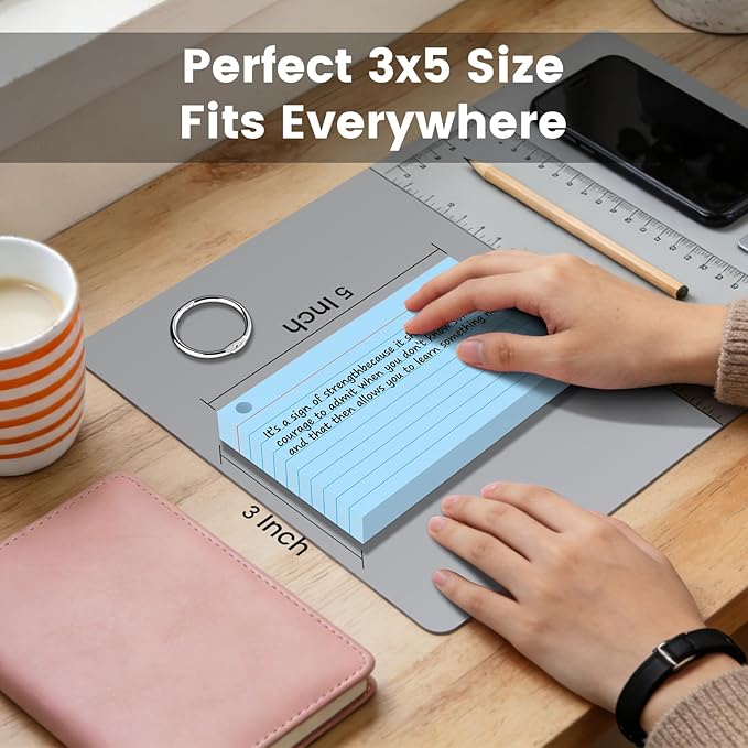 300 Count Index Cards 3 x 5 Inch Blue Flash Cards with Ring, Heavy Flashcards College Ruled Home Organization, Durable Study To Do List Note Cards with Ruled Lines for Office & School Supplies