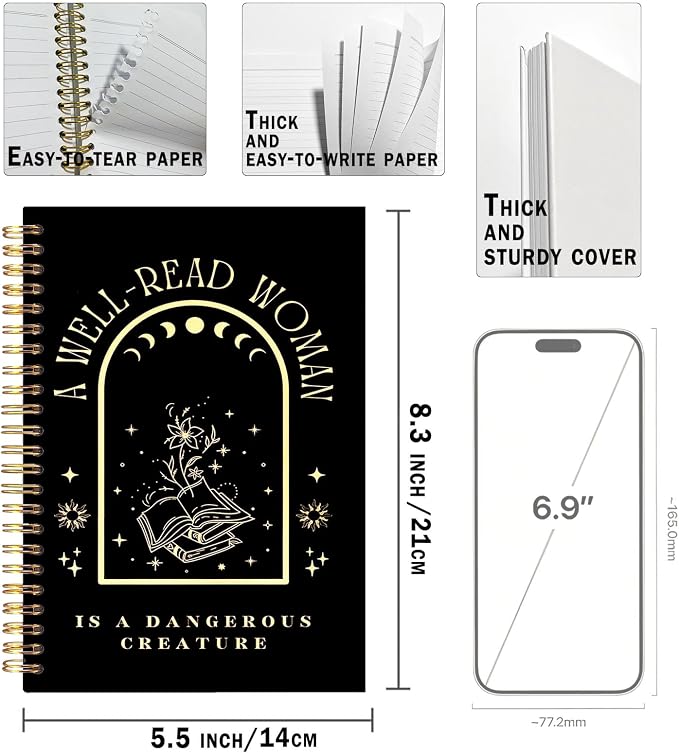 UTELKA Reading Journal Notebook, Reader Book Spiral Notebook 5.5x8.3