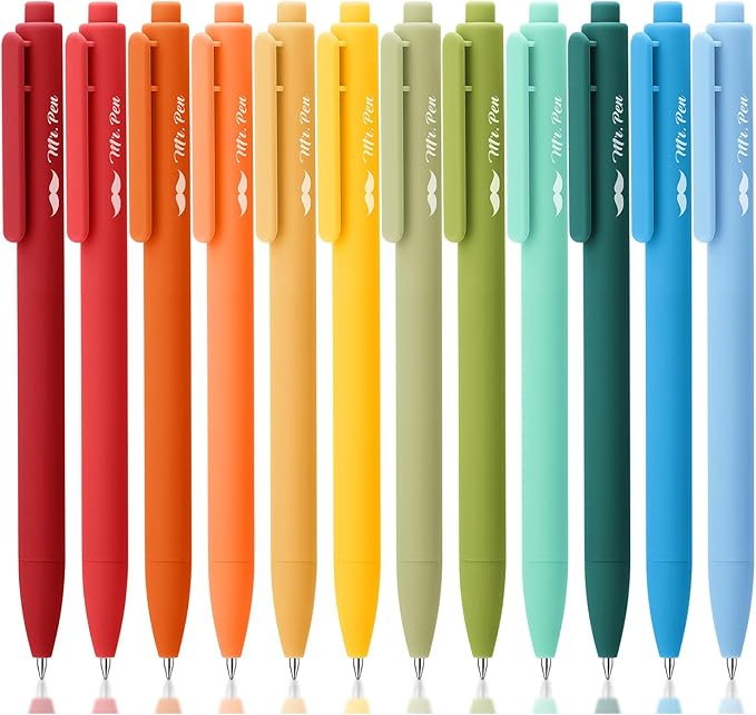 Mr. Pen- Retractable Gel Pens, 12 Pack, Winter Forest Color Inks, Fine Point 0.5mm, Fast Dry, Smooth Writing, Cute Pens for Drawing, Writing Planner and School Supplies