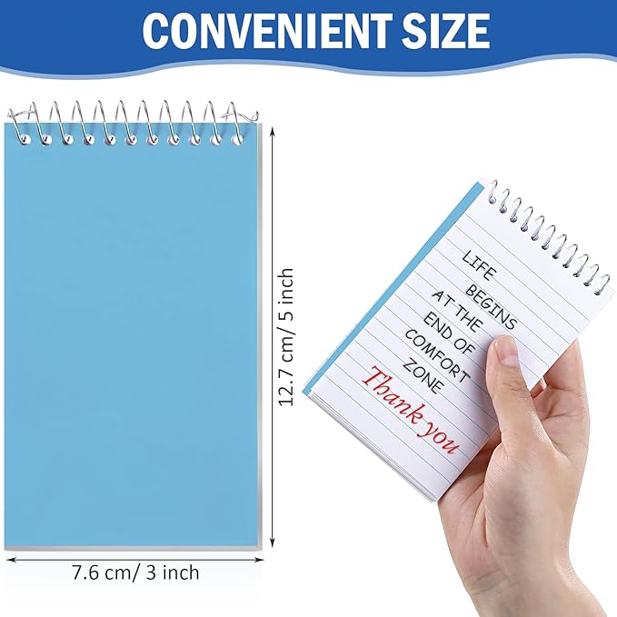 Teling 100 Pieces Spiral Memo Pads Bulk 3 x 5 Inch Small Note Pads Top Bound Lined College Ruled Paper Mini Notepad Pocket Spiral Notebooks for School Office Home Supplies, 75 Sheets (Fresh Colors)
