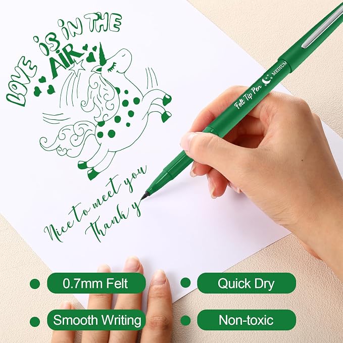 Fuyoooo 20 Pcs Felt Tip Pens 0.7mm Colored Felt Pens Marker Medium Point Journal Planner for Journaling Writing Note Taking Art Office Supplies