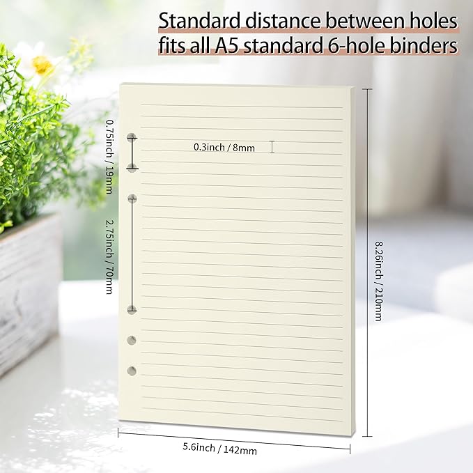 A5 Ruled Refills Inserts for 6-Ring Binder, Loose Leaf Planner Filler Paper, Planner Inserts,80 Sheets/160 Pages,Lined(Line-A5)