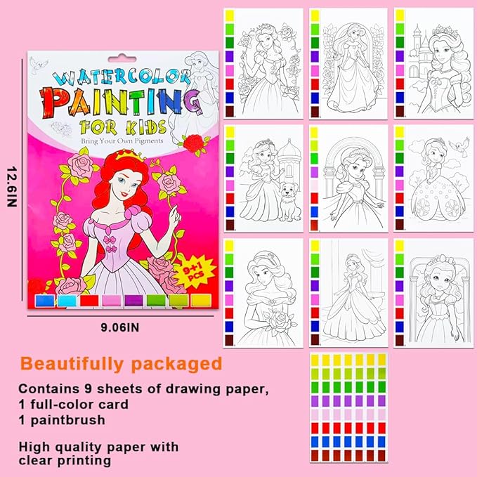 YXOTJHS Watercolor Coloring Book, Paint with Water Books for Kids - Mess Free Coloring for Toddlers, Magic Paint Set - Arts and Crafts for Girls Ages 4-8 - Travel, Stocking Stuffers