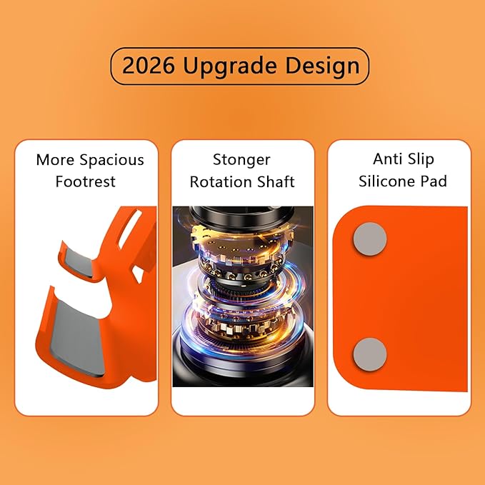 360° Rotation Tablet Stand, Ultra Stability Base Fully Folded Easy to Store and Carry Adjustable iPad Stand Compatible with 4-13" Tablet E-Reader iPad Pro/Air/Mini and More (Orange)