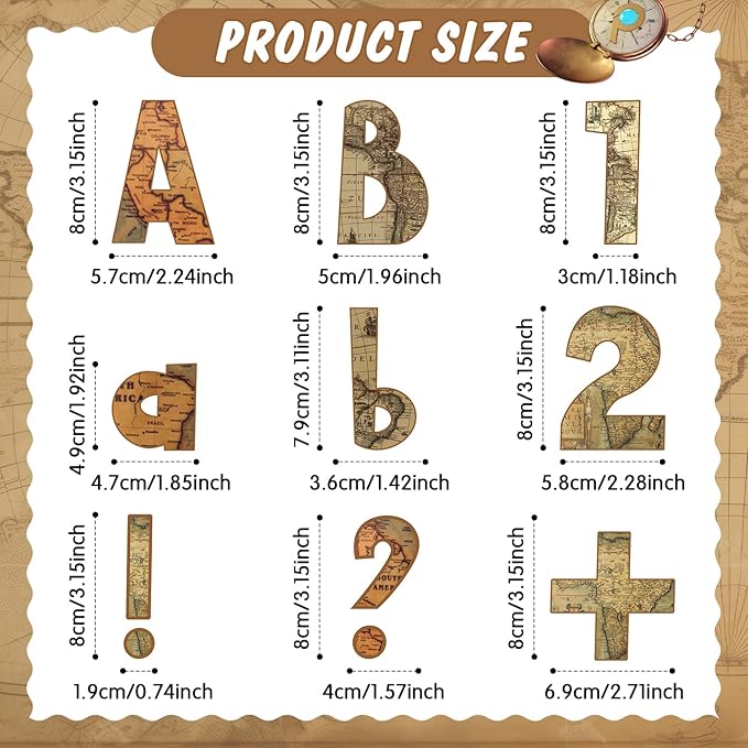 221 Pcs Travel Around The World Bulletin Board Letters, Round Alphabet Number Punctuation Symbol Combo Letter Cutouts, Vintage Classroom Decor for School Chalkboard Poster Bulletin Board Wall