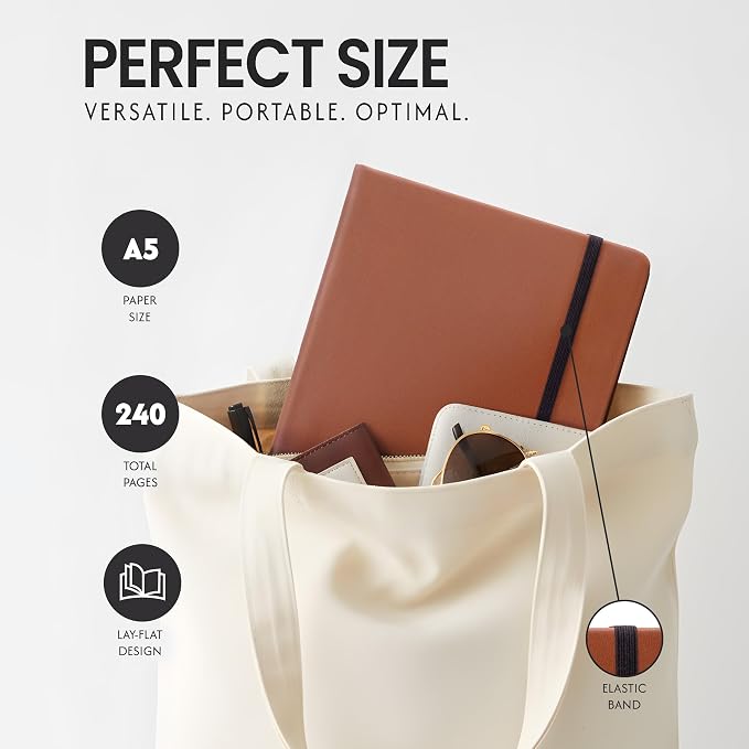 EVERLINEA 5.6” x 8.3” Embossed Fox A5 Hardcover Notebook, 240 Lined Pages, Rust Orange