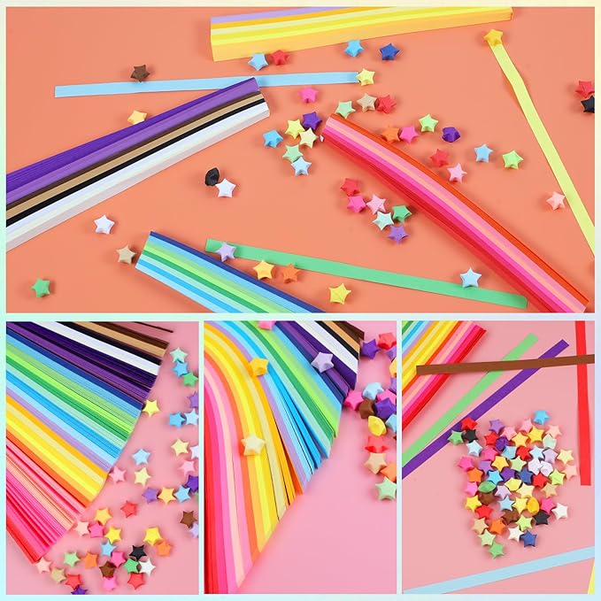 Phinus 2060 Sheets Origami Paper - 27 Color Assortment, Double Sided Star Paper Strips for DIY Hand Art Crafts