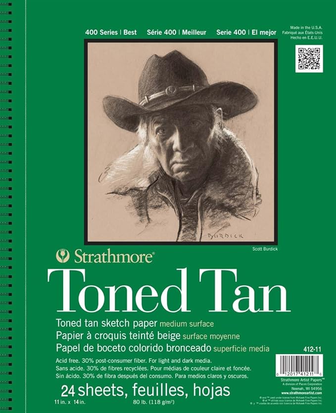 Strathmore 400 Series Toned Sketch Paper Pads (Wirebound) Tan 11 in. X 14 in. 24 Sheets (412-11)