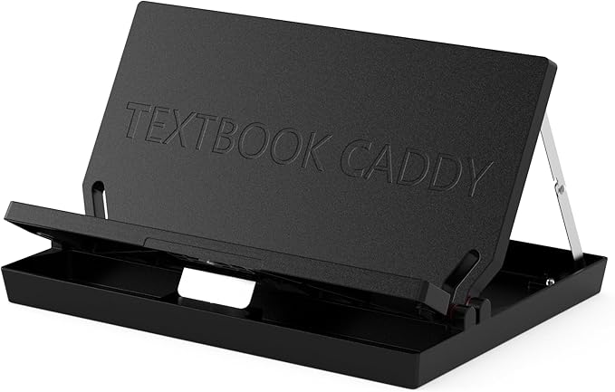 Book Stand with Storage — Adjustable Reading Stand for College Students, Portable Foldable Desk Book Holder for Textbooks, Tablets & Cookbooks, Ergonomic 60° Angle, Lightweight 1.6 lb
