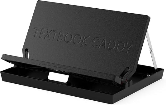 Book Stand with Storage — Adjustable Reading Stand for College Students, Portable Foldable Desk Book Holder for Textbooks, Tablets & Cookbooks, Ergonomic 60° Angle, Lightweight 1.6 lb