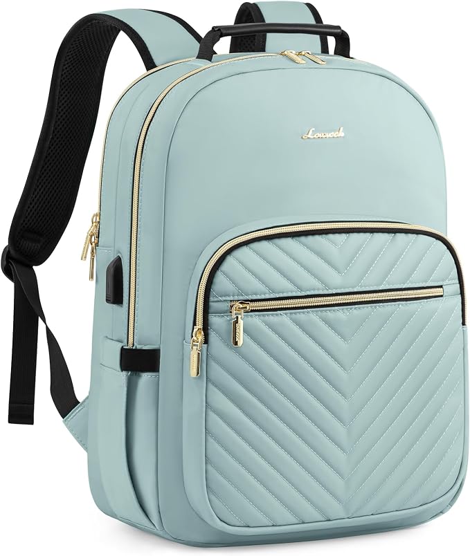 LOVEVOOK Laptop Backpack for Women, Travel Computer Work Bags with 17-inch Laptop Compartment, College School Student Bag Teen Backpacks For Girls, Outdoor Carry On Backpack Purse, Mint Green