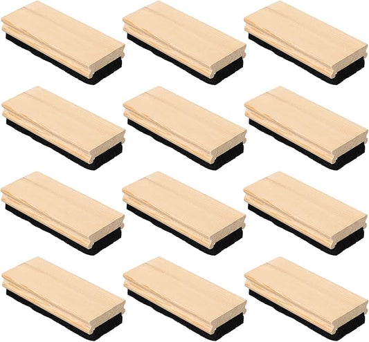 Marspark Felt Style Erasers, Cleaner Dusters Felt Chalkboard Eraser for Kids Wood Chalk Eraser for Chalkboard Cleaners Dusters for Markers White Black Boards Paint School Students Teachers(12 Pieces)