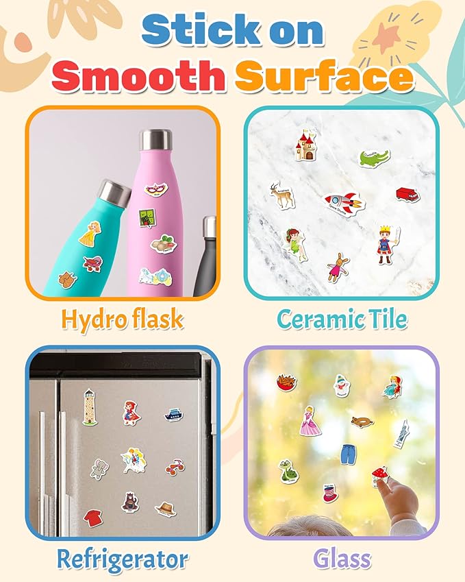 Benresive Reusable Sticker Book for Toddlers, Stickers for Kids, Travel Toys for Arts & Crafts Activities, Birthday Gift for Boys & Girls, America Map, Fairy, My House Themes