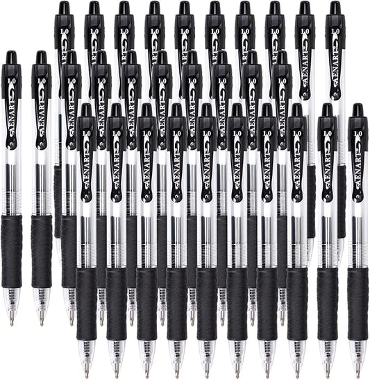 Aen Art Gel Pens, 30 Pack Black Gel Pen Fine Point, Retractable Gel Ink Rollerball Pens for Smooth Writing (1.0mm)