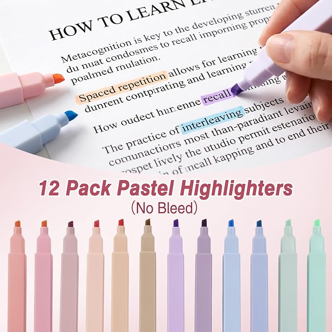 MoKo 59 PCS Aesthetic School Supplies with Cute Pencil Case, Students Stationery Set for Teen Girls & College with Gel Pens, Pastel Highlighters, Mechanical Pencils & Refills, Office Supplies, Pink