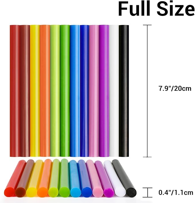 ENPOINT Colored Hot Glue Sticks Full Size, 8" Long x 0.43" Dia 36 Pack Hot Melt Glue Sticks Bulk, Color Adhesive Glue Sticks Standard for Crafting DIY Art School Gluing Project Repair Sealing