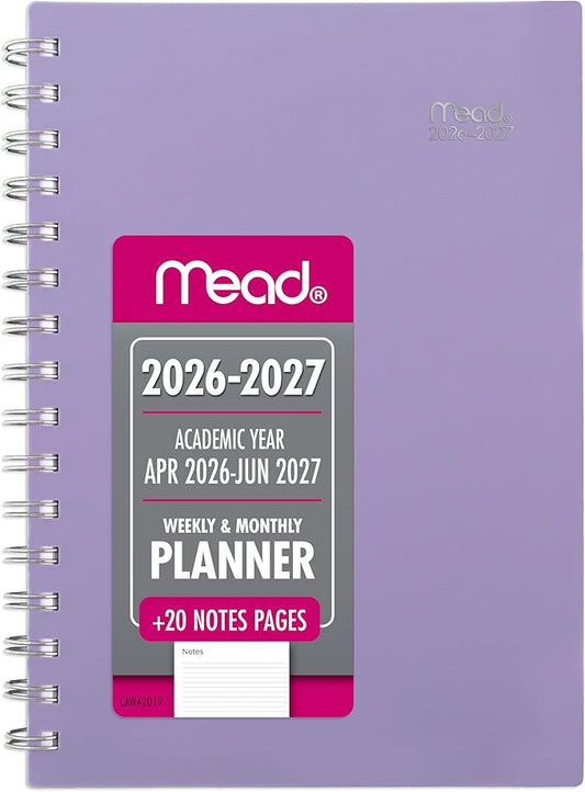Mead Planner 2026-2027 Weekly & Monthly Academic 15-Month April-June, 5.5" x 8.5", Lilac (CAW42019)