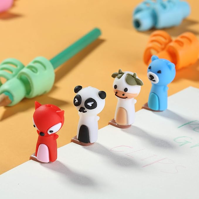 Mr. Pen- Pencil Grips for Kids Handwriting, 4 Pack with 4 Clips, Pencil Grips