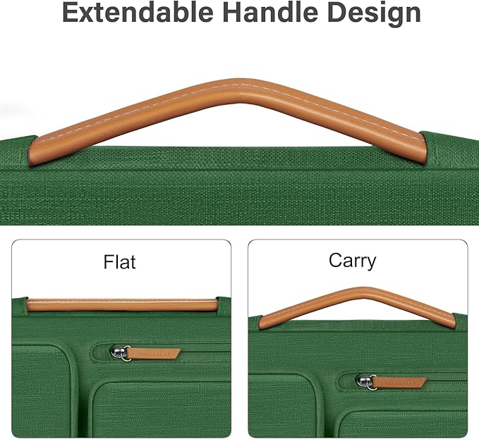 MOSISO 360 Protective Laptop Case 16 inch, 15-15.6 inch Laptop Sleeve Compatible with MacBook Pro 16, HP Acer Dell Lenovo ASUS, Side Open Carrying Case with 4 Zipper Pockets&Handle, Jungle Green