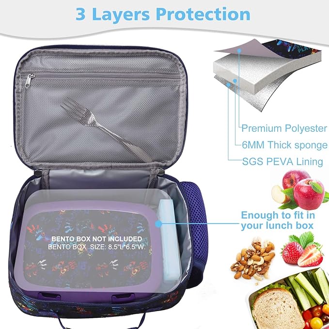 RHCPFOVR Kids Lunch Bag - Insulated Lunch Box for Boys Girls,Washable Lunch Bag and Reusable Toddler Leak-proof Lunchbox for School and Daycare