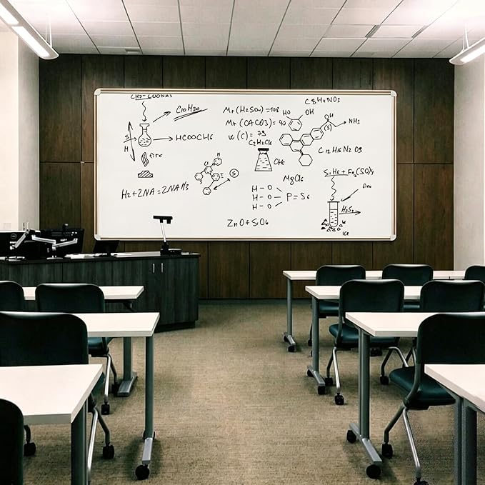 Large Magnetic White Board for Wall,Aluminum & Cork Strip Frame Whiteboard for Office,Presentation Dry Erase Board Wall Mount,Large Whiteboard for School Classroom Huge Whiteboards (96" W x 48" H)