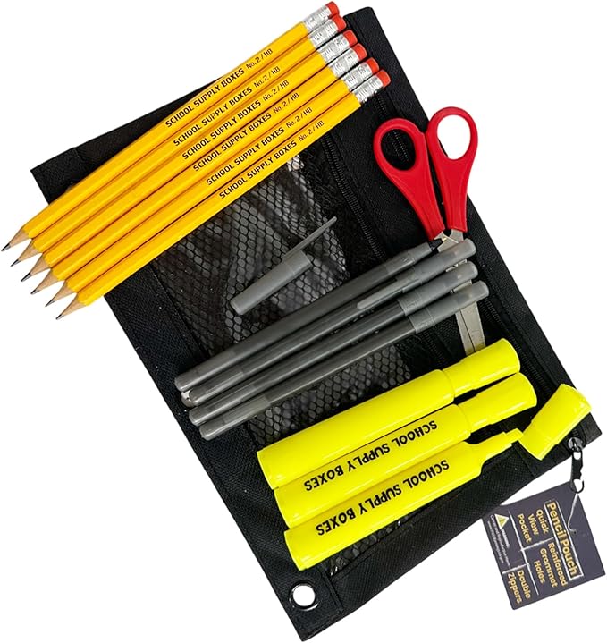 School Supply Boxes | Lapboard Case (4 Boxes) | Back to School Essentials Kit for Students & Teachers | Includes Dry Erase Lapboard, Marker, Notebooks, Pencils, & More
