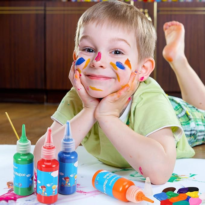 Finger Paint, Kids Finger Paint, Non Toxic Finger Paints for Toddlers 1-3, Washable Finger Paints for Toddlers, 12 Colors, 30ml Each