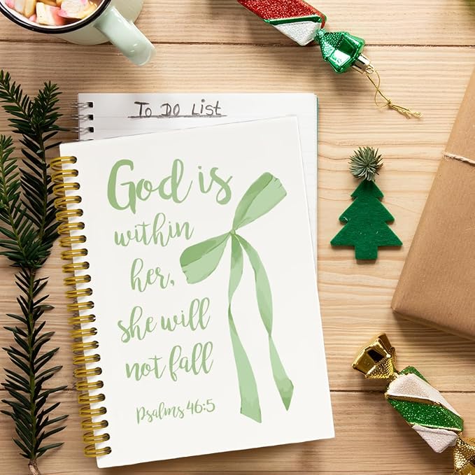 JKMBN Sage Green Christian Notebook for Women, Bible Study Spiral Journal
