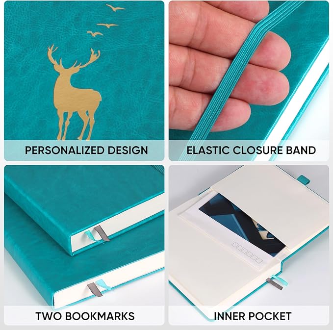 Lined Notebook Journal Softcover, 312 Numbered Pages Large B5 Thick Leather Journal Notebook,100gsm Thick Lined Paper,for Men and Women, 7.6'' X 10''-Blue