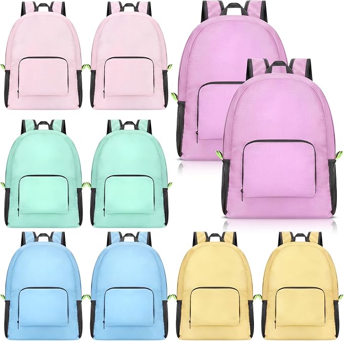 Jexine 10 Pcs Backpacks Bulk 16.5 Inches Lightweight Travel,Spring Pastel | Basic Book Bags for School Outdoor, Foldable Storage, Ideal Students Adults Commuters, Bulk Backpack Set for Teams
