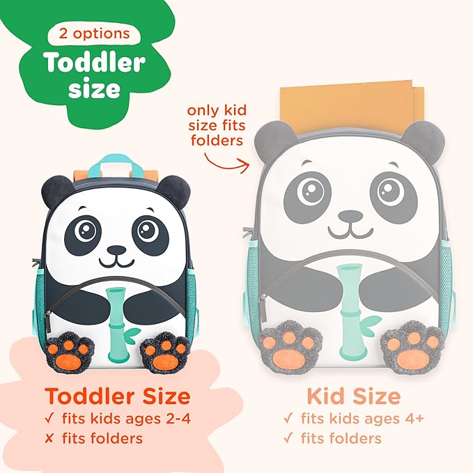 Move2Play, Panda Toddler Backpack | Toddler Size | Back to School | Preschool Backpacks For Kids | Kindergarten Book Bag | Small, Little, Mini Size | Designed for Boys & Girls Ages 2, 3-5+ Year Olds