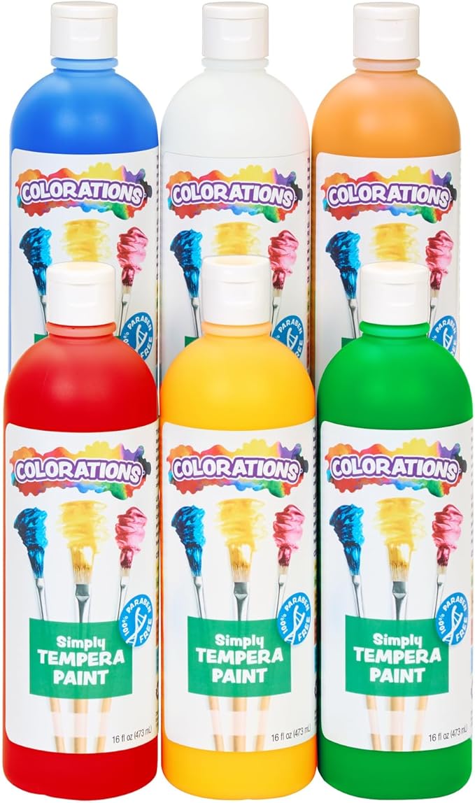 Colorations Paraben-Free Simply Tempera Paint 16 oz. - Set of 6