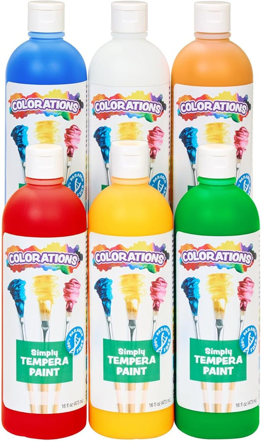 Colorations Paraben-Free Simply Tempera Paint 16 oz. - Set of 6