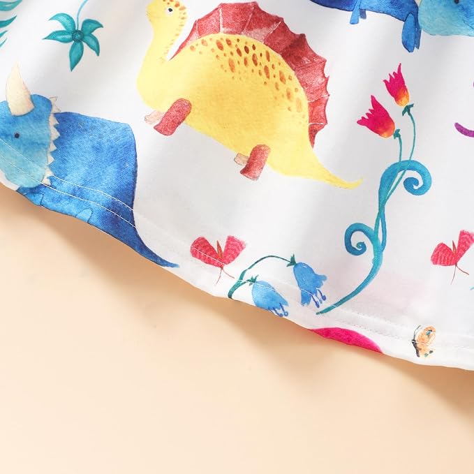 Popshion Girls Dresses Flutter Sleeve Swing Sundress Toddler Summer Clothes Kid Birthday Party Sleeveless Dress 1-8 Years Old