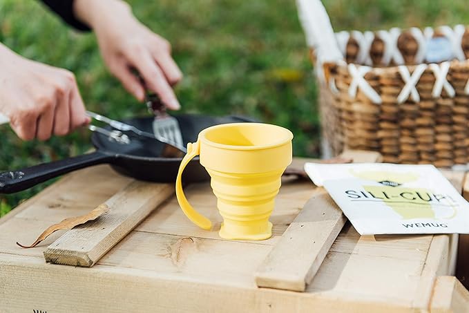 WEMUG Collapsible Travel Cup, Made with Food Grade Silicone, Portable Drinking Cup, Reusable, for Outdoor, Sili Cup (yellow)