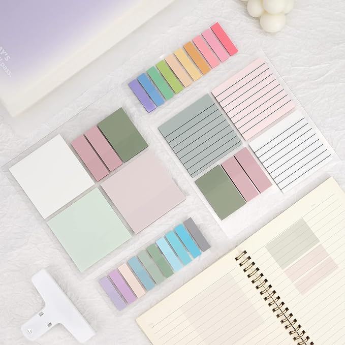Temiary 1000 Sheets Transparent Pastel Sticky Notes with Lines, 3 x 3 inch Clear Sticky Note Waterproof See Through Memo Pad, Translucent Writable Index Book Tabs for Annotating Supplies