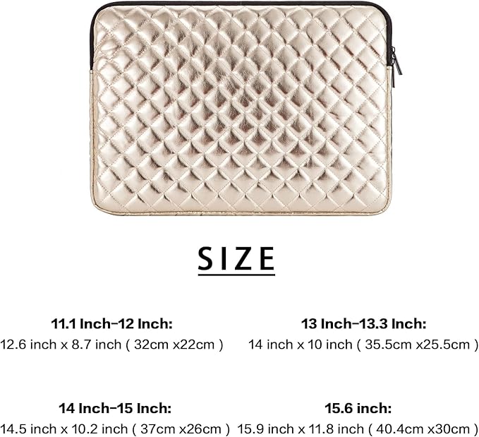 Puffy Laptop Sleeve 11 12 13 13.3 14 15 15.6 inch Case Protective Bag Quilted PU Leather Lined Padded