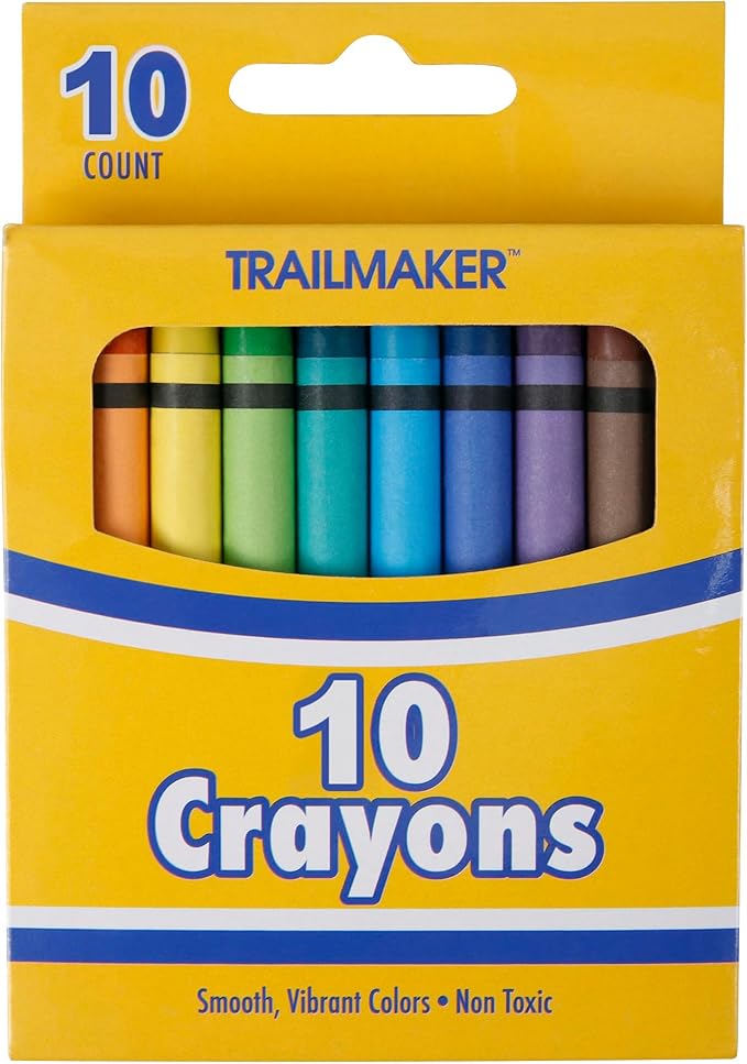 Trail maker 100 Pack Crayons Bulk for Kids, Classroom - Wholesale Bright Wax Coloring Crayons Party Favors in Bulk, 10 Per Box Art Set