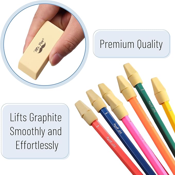 Mr. Pen- School Eraser Combination Set, 66 Pack, Yellow, Latex Free Erasers for School, Office, Art Sketching, Homework, Exams, Clean Smudge-Free Correction