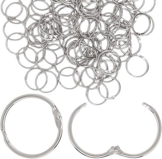 Loose Leaf Binder Rings 1 Inch, 120PCS Book Rings for Index Cards, Nickel Plated Metal Flash Card Ring, Clip Ring for Notebooks, Photos, Key, Home, Office, School Supplies (Silver)