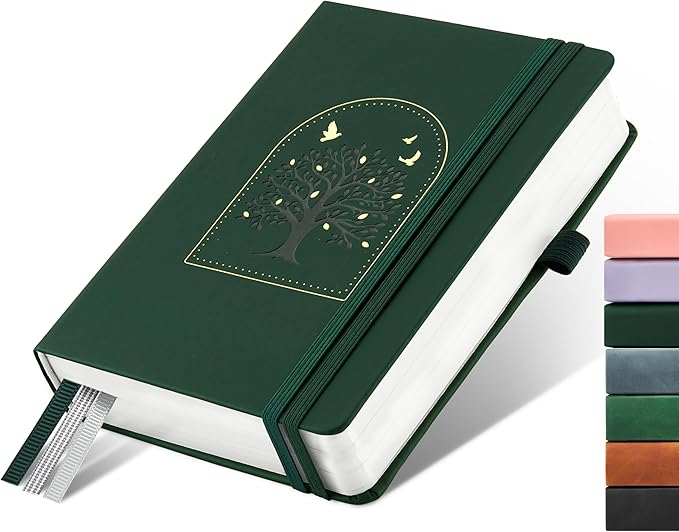 &And Per Se 365 Page Journal – A5 Hardcover Lined Notebook, One Book for the Whole Year, 100gsm Thick Paper, Numbered Pages & 3 Bookmarks, Annual Diary for Daily Writing (Dark Green)