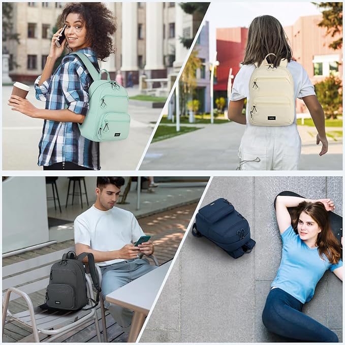 HanTrip 13 Inch Mini Small Travel Backpack Cary on For Women Men, Dark Gray | 13L Capacity, Lots of Pockets, Padded Shoulder Strap, Lightweight, Water Resistant, Bookbag for College, Commuter, Work
