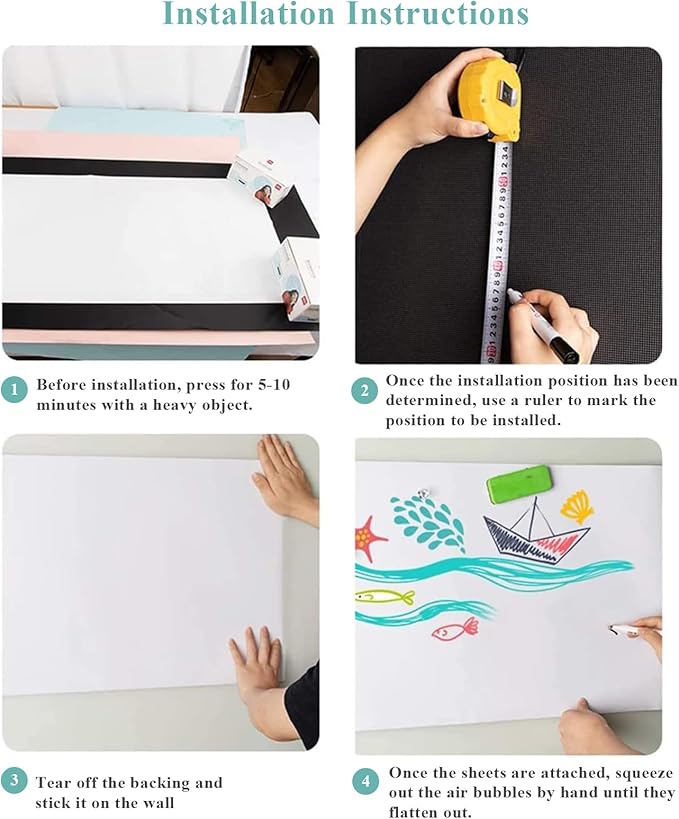 Large Vertical Whiteboard Sticker: 47" x 60" Magnet Receptive Dry Erase Wall Decal | No Ghosting Idea Canvas for Designers & Creatives | Peel & Stick Poster Board