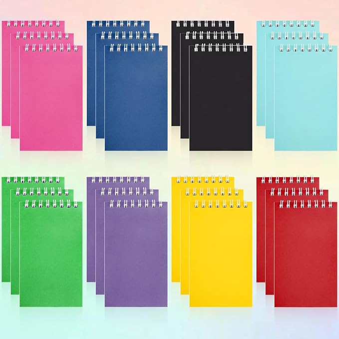 24 Pack Mini Notebooks for Kids Small Spiral Journal Notepads Party Favor