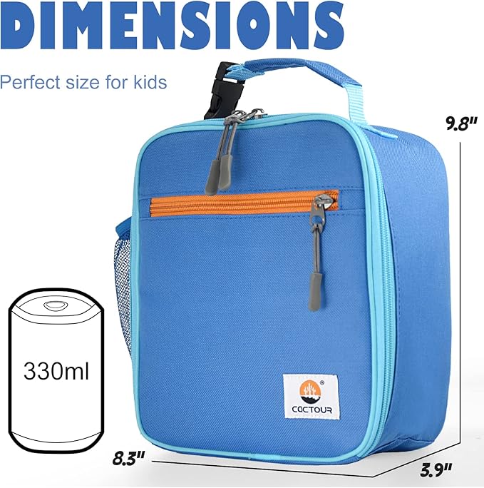 CaCTOUR Lunch Box Kids,Premium Insulated Lunchbox for Girls Boys,Soft Mini Cooler Bag Back to School Thermal Reusable Lunch Bag for Work School Picnic (Blue)