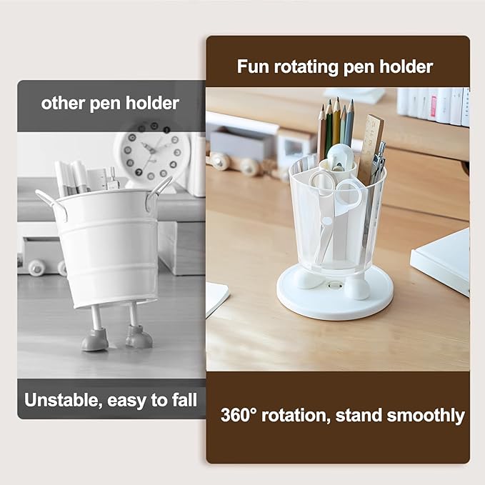 INSTOME Rotating Pen Holder,Cute Bow Pen Holder,Office Desk Accessories for Work, School,or Home